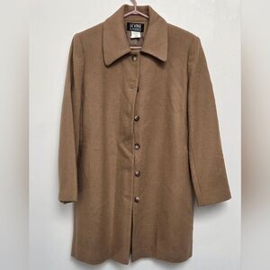 Levine Classic Vintage Sz 8 /M 100% Wool Tan Longline Coat/ Jacket Pockets